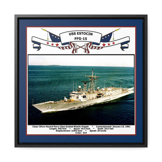 USS Estocin FFG-15 Navy Floating Frame Photo Front View