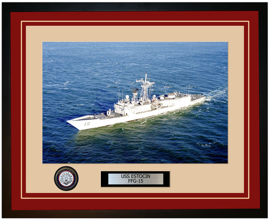 USS ESTOCIN FFG-15 Framed Navy Ship Photo Burgundy