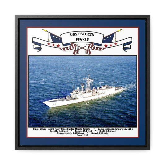 USS Estocin FFG-15 Navy Floating Frame Photo Front View