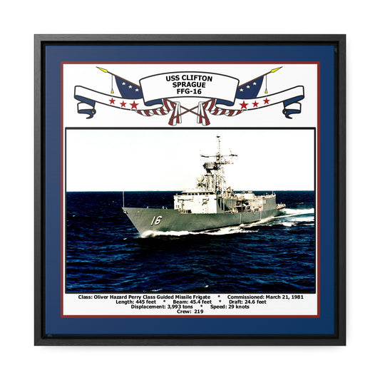 USS Clifton Sprague FFG-16 Navy Floating Frame Photo Front View