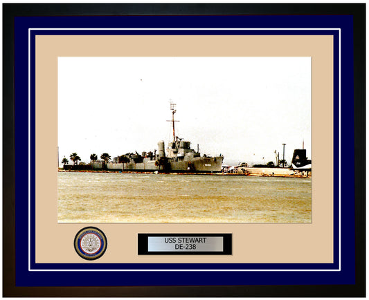 USS Stewart DE-238 Framed Navy Ship Photo Blue