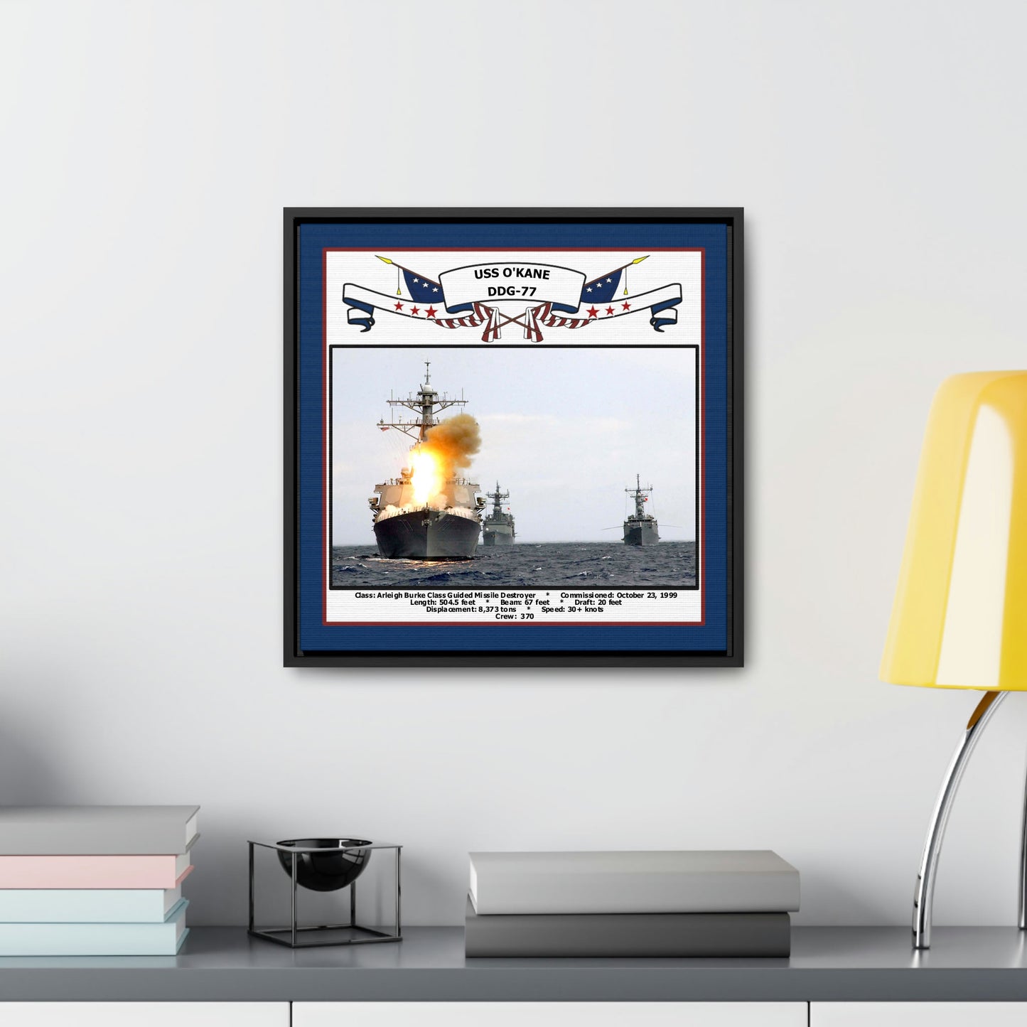 USS Okane DDG-77 Navy Floating Frame Photo Desk View