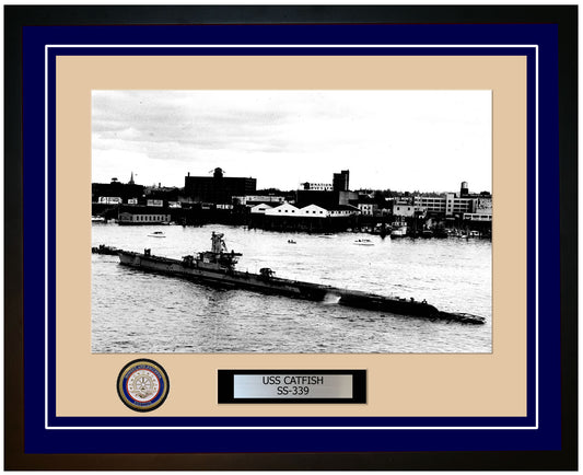 USS Catfish SS-339 Framed Navy Ship Photo Blue
