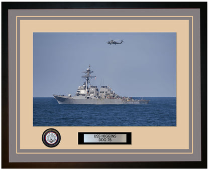USS HIGGINS DDG-76 Framed Navy Ship Photo Grey