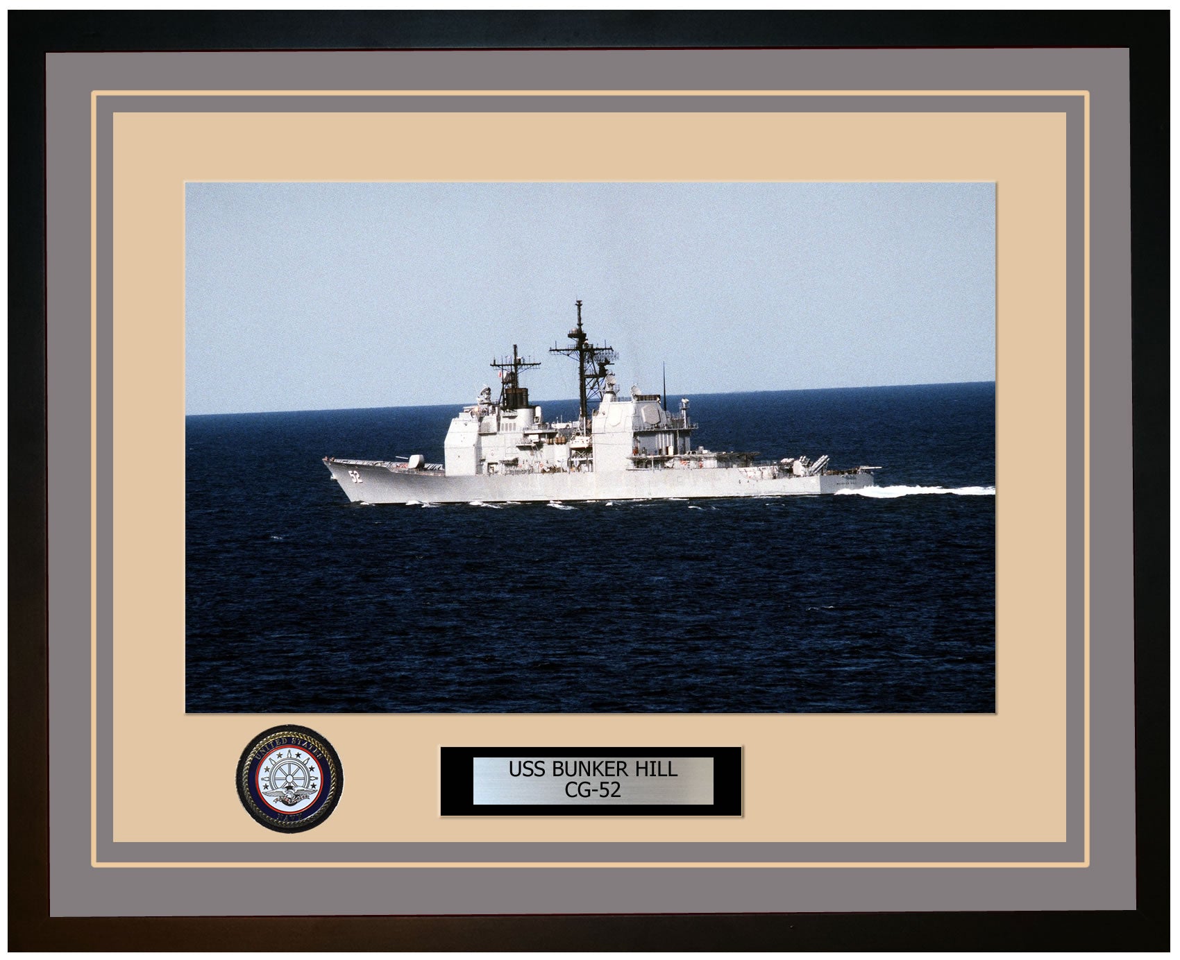 USS BUNKER HILL CG-52 Framed Navy Ship Photo Grey