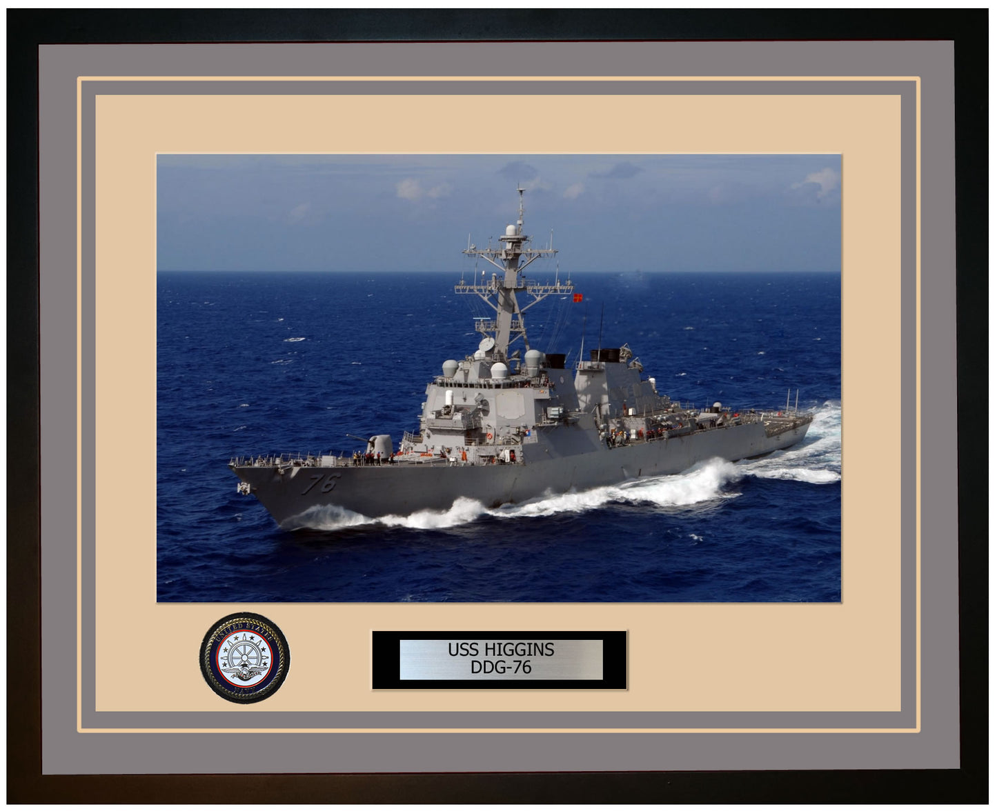 USS HIGGINS DDG-76 Framed Navy Ship Photo Grey