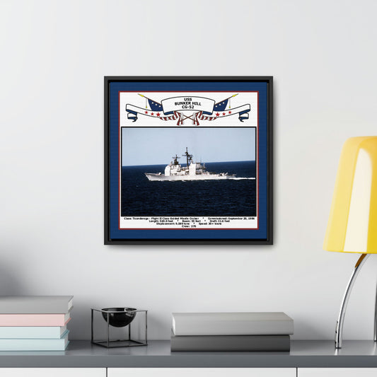 USS Bunker Hill CG-52 Navy Floating Frame Photo Desk View