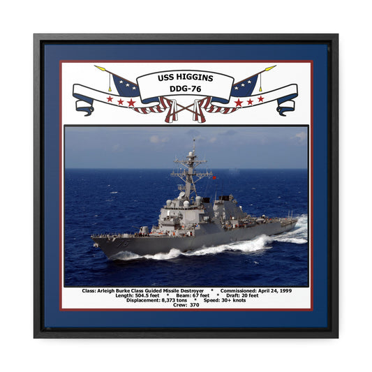USS Higgins DDG-76 Navy Floating Frame Photo Front View