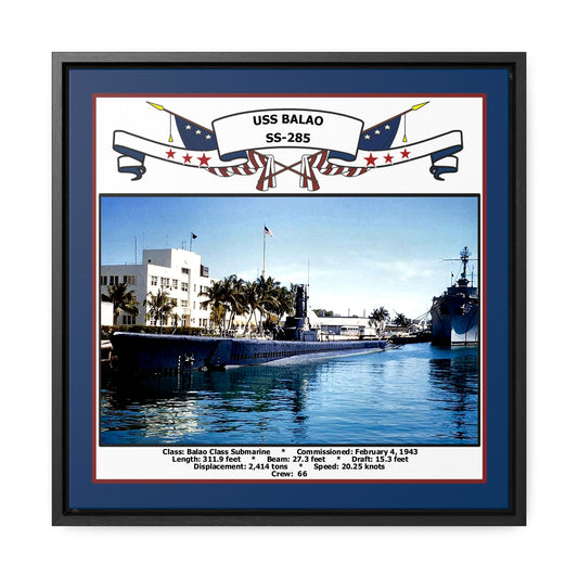 USS Balao SS-285 Navy Floating Frame Photo Front View