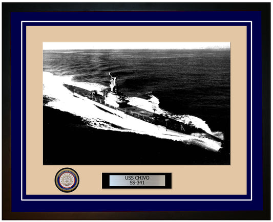USS Chivo SS-341 Framed Navy Ship Photo Blue
