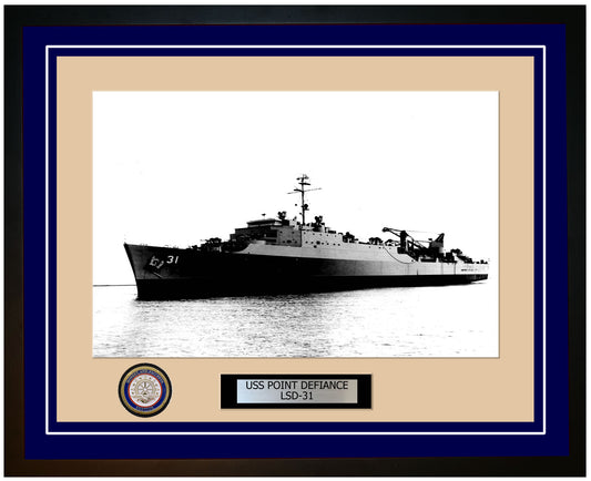 USS Point Defiance LSD-31 Framed Navy Ship Photo Blue