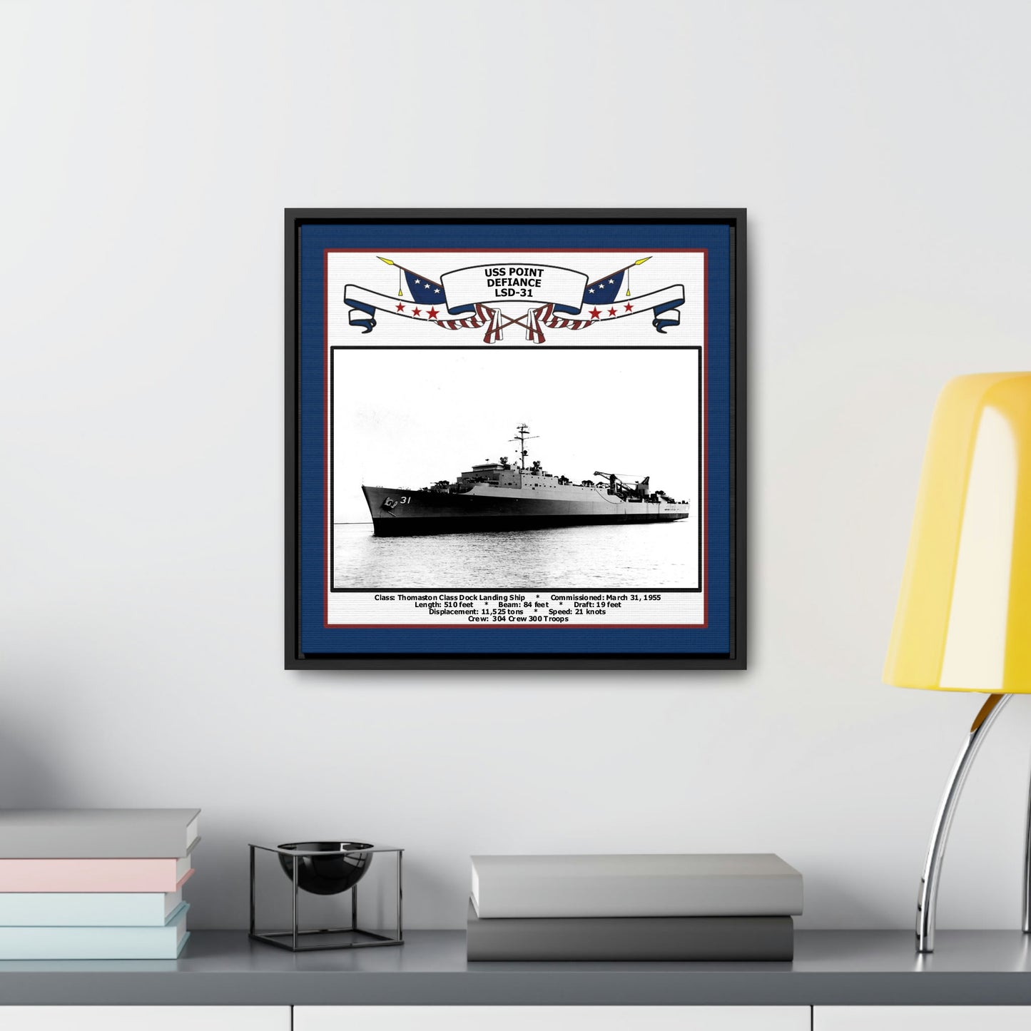 USS Point Defiance LSD-31 Navy Floating Frame Photo Desk View