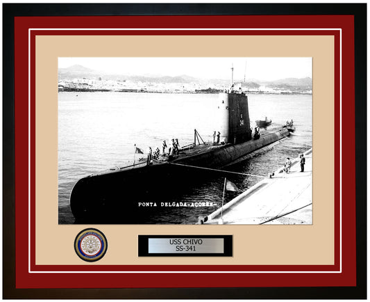USS Chivo SS-341 Framed Navy Ship Photo Burgundy