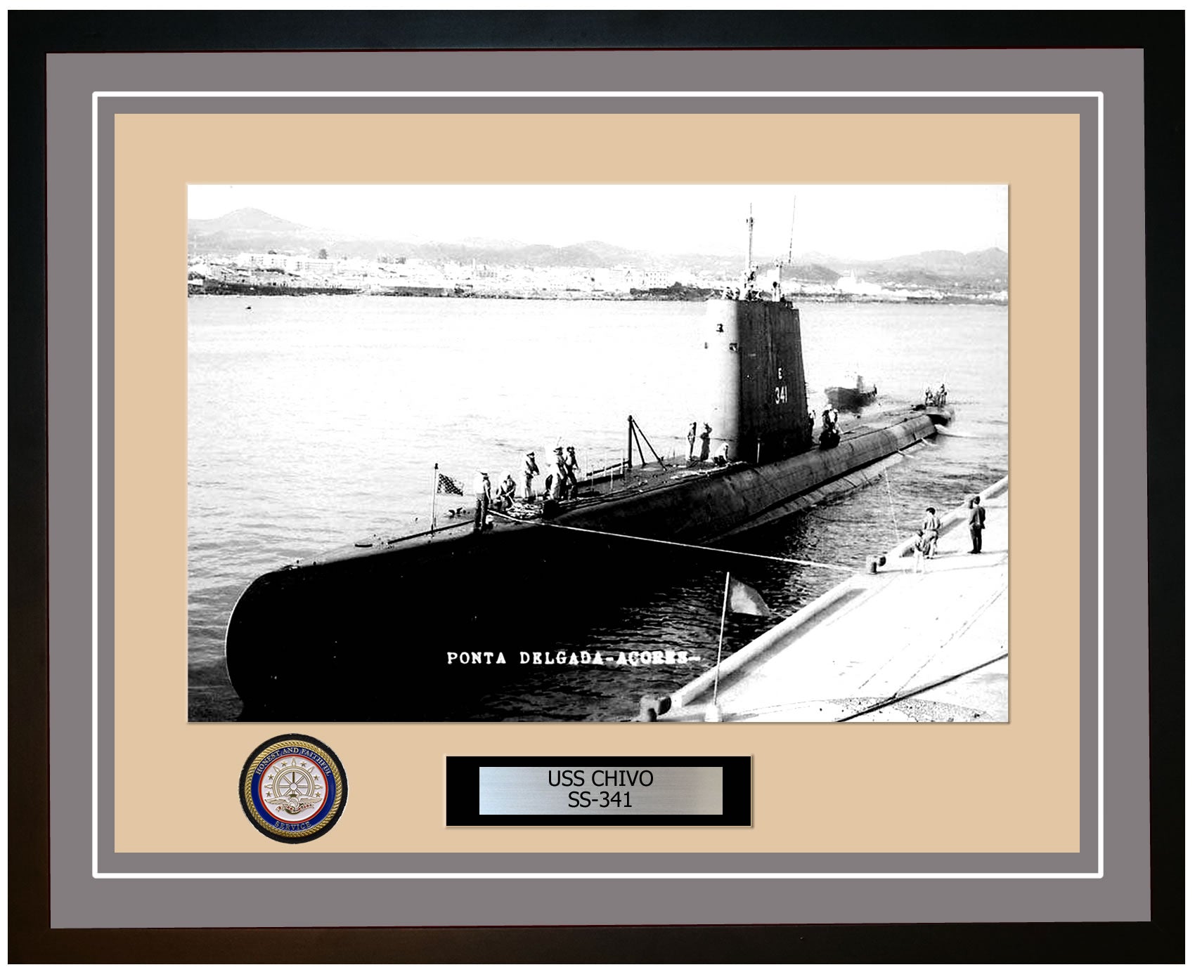 USS Chivo SS-341 Framed Navy Ship Photo Grey