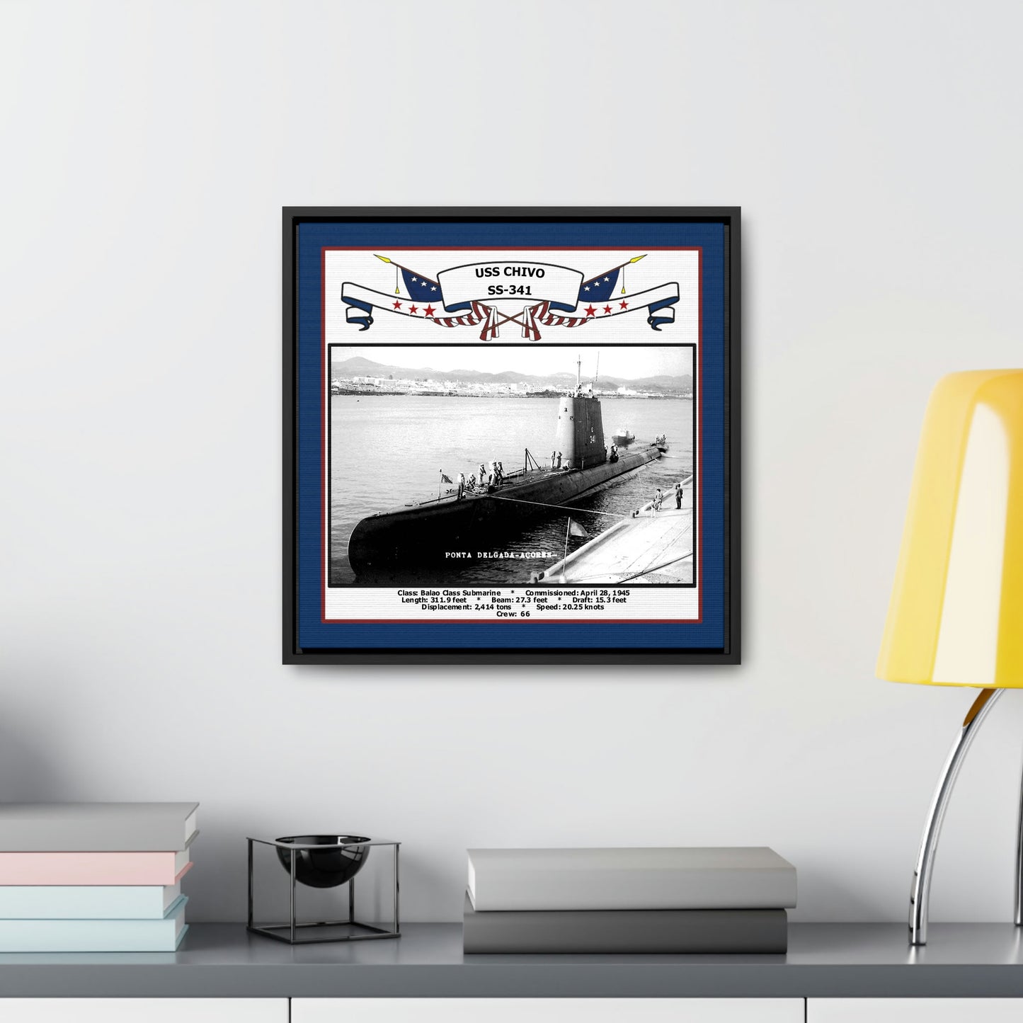 USS Chivo SS-341 Navy Floating Frame Photo Desk View