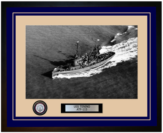 USS TENINO ATF-115 Framed Navy Ship Photo Blue