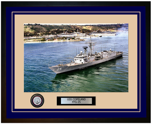 USS COPELAND FFG-25 Framed Navy Ship Photo Blue