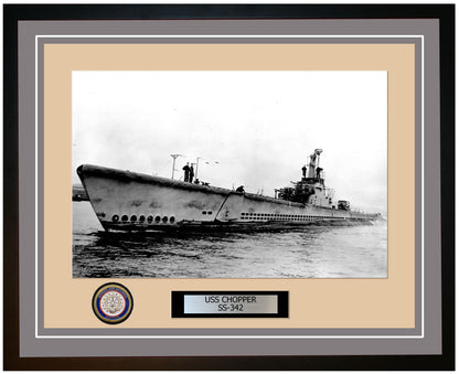 USS Chopper SS-342 Framed Navy Ship Photo Grey