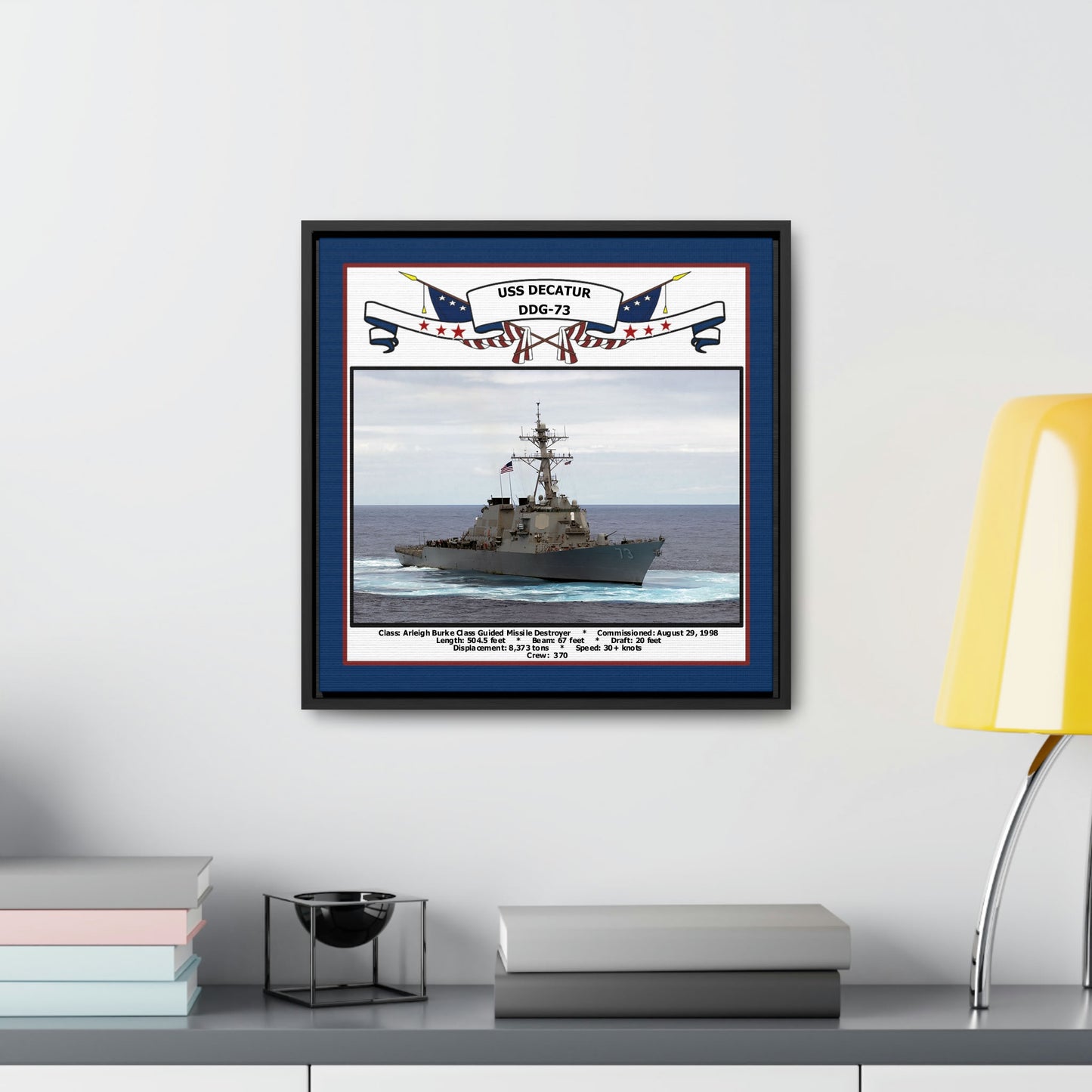 USS Decatur DDG-73 Navy Floating Frame Photo Desk View
