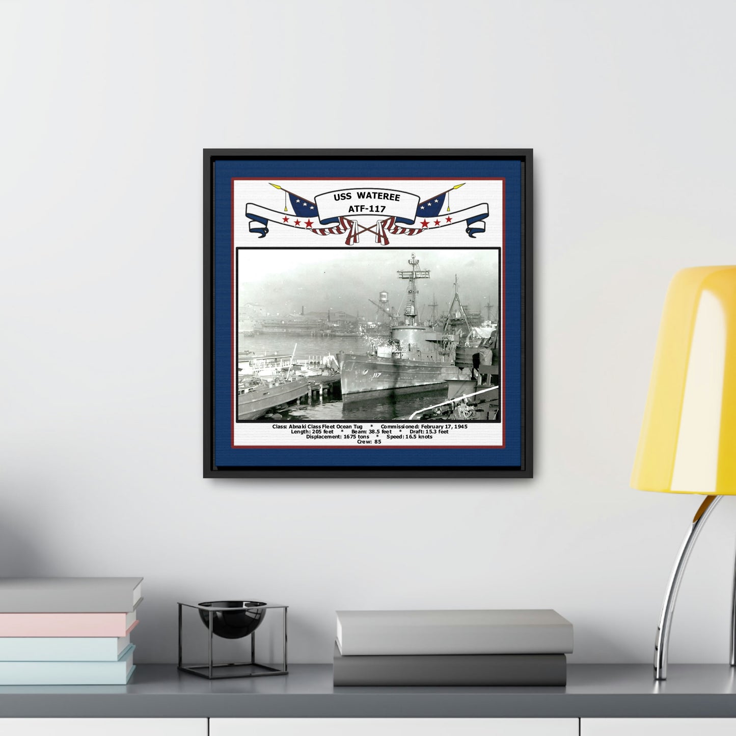 USS Wateree ATF-117 Navy Floating Frame Photo Desk View