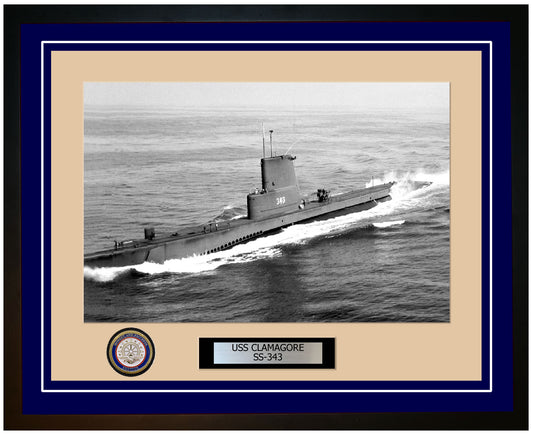 USS Clamagore SS-343 Framed Navy Ship Photo Blue