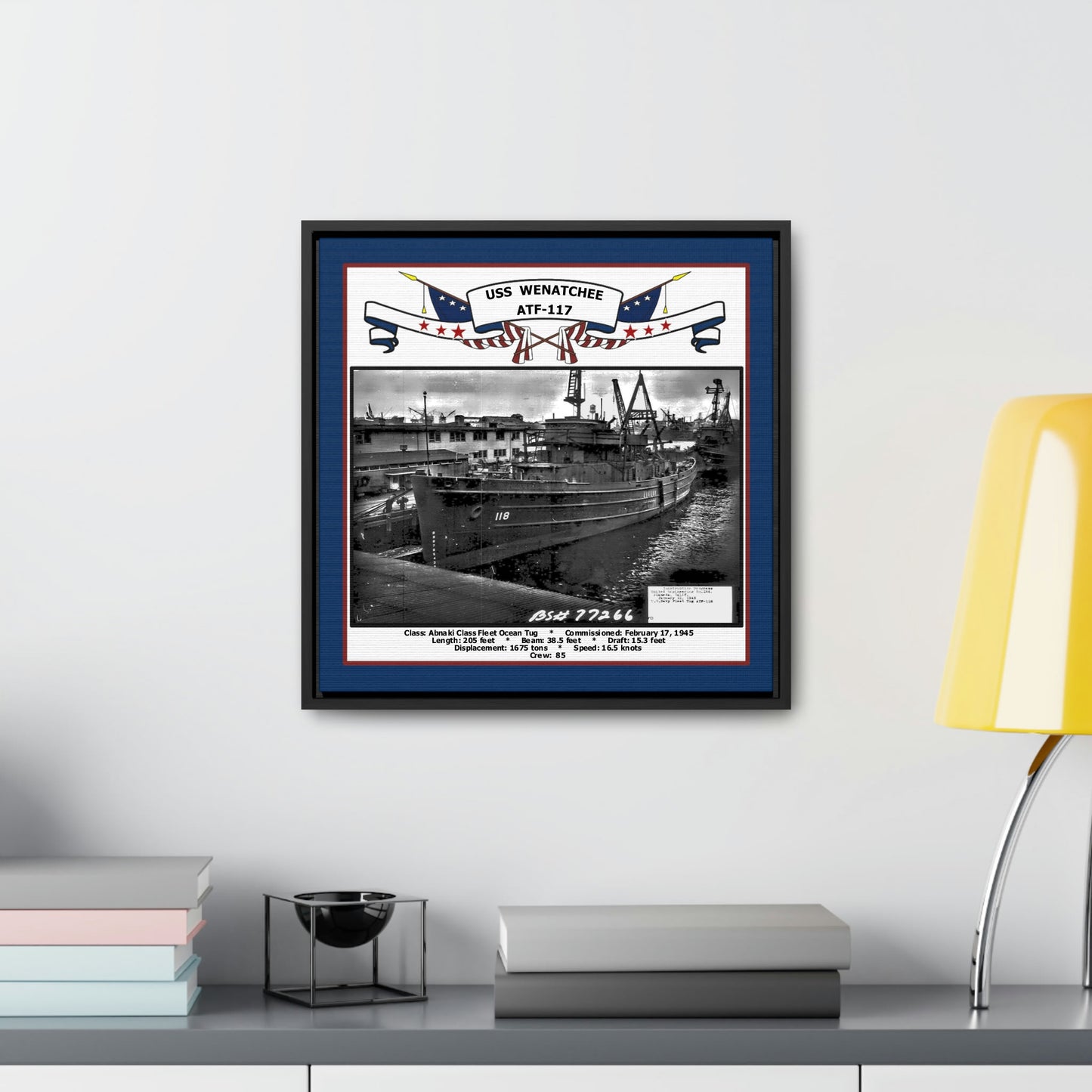 USS Wenatchee ATF-117 Navy Floating Frame Photo Desk View