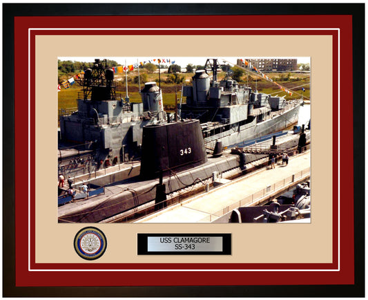 USS Clamagore SS-343 Framed Navy Ship Photo Burgundy