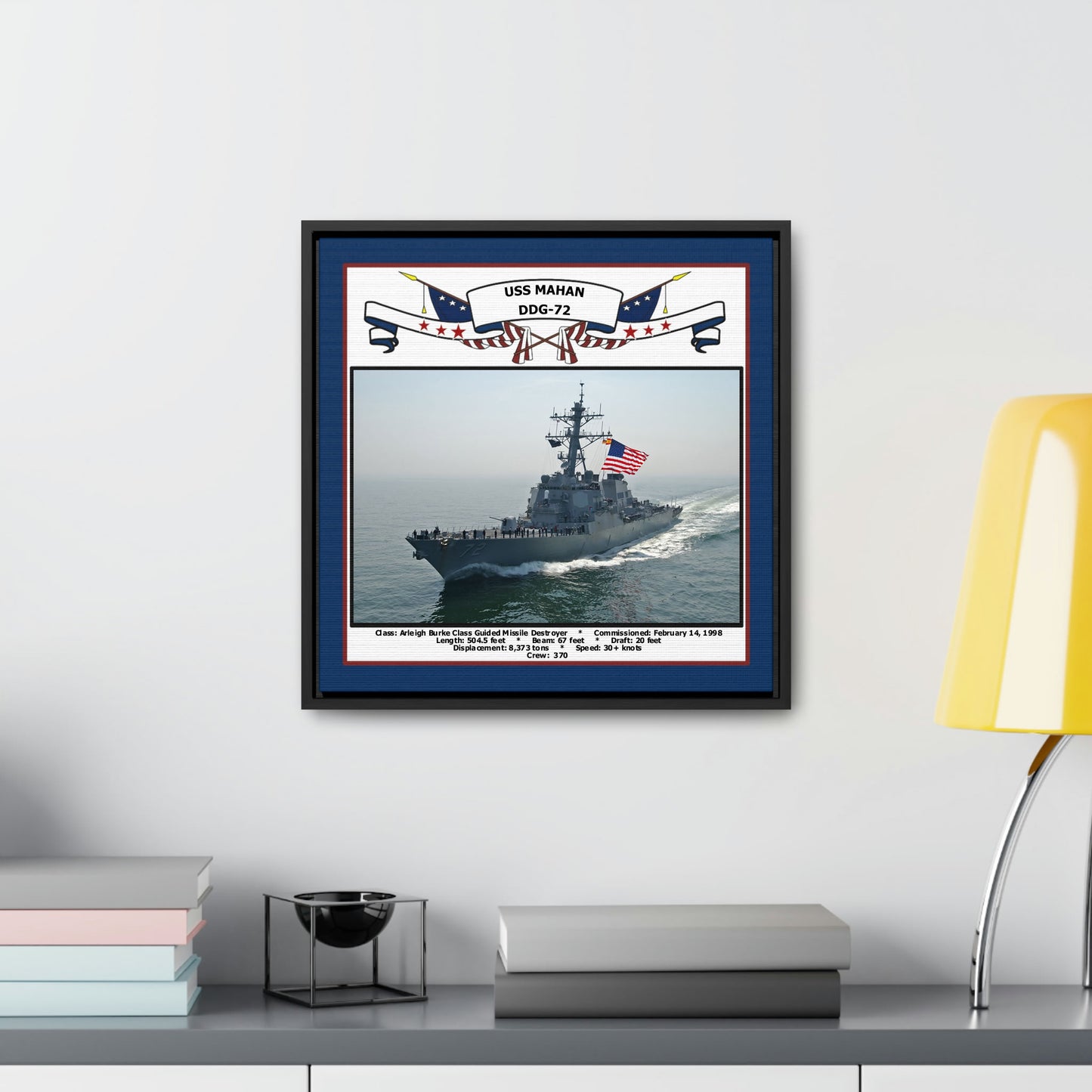 USS Mahan DDG-72 Navy Floating Frame Photo Desk View