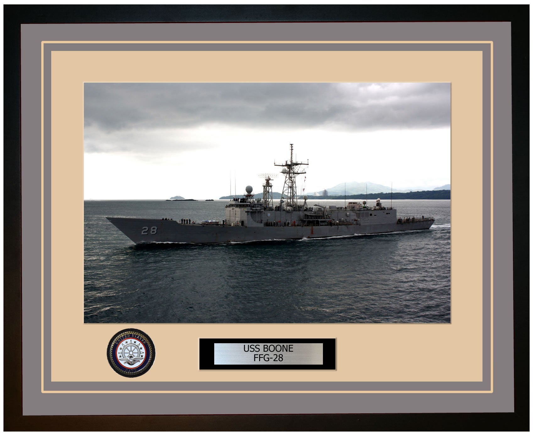 USS BOONE FFG-28 Framed Navy Ship Photo Grey