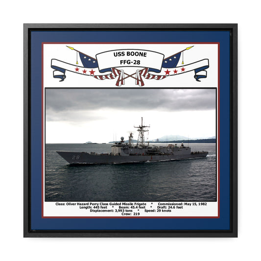 USS Boone FFG-28 Navy Floating Frame Photo Front View