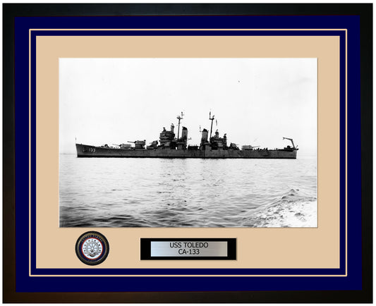 USS TOLEDO CA-133 Framed Navy Ship Photo Blue