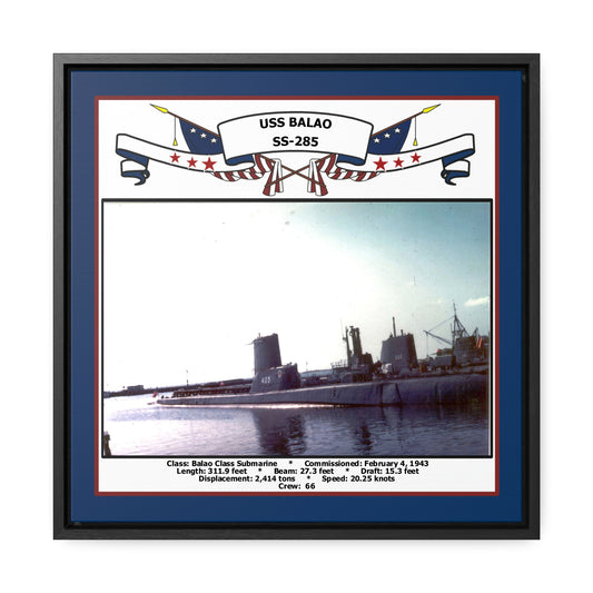 USS Balao SS-285 Navy Floating Frame Photo Front View