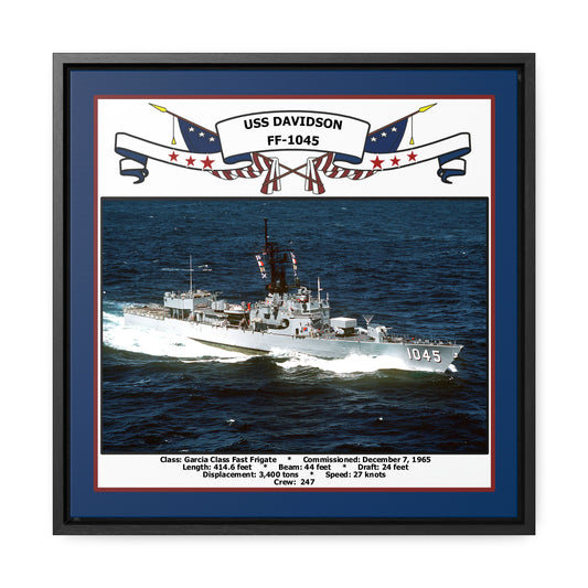 USS Davidson FF-1045 Navy Floating Frame Photo Front View