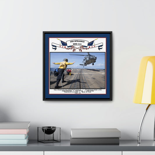 USS Spruance DDG-111 Navy Floating Frame Photo Desk View