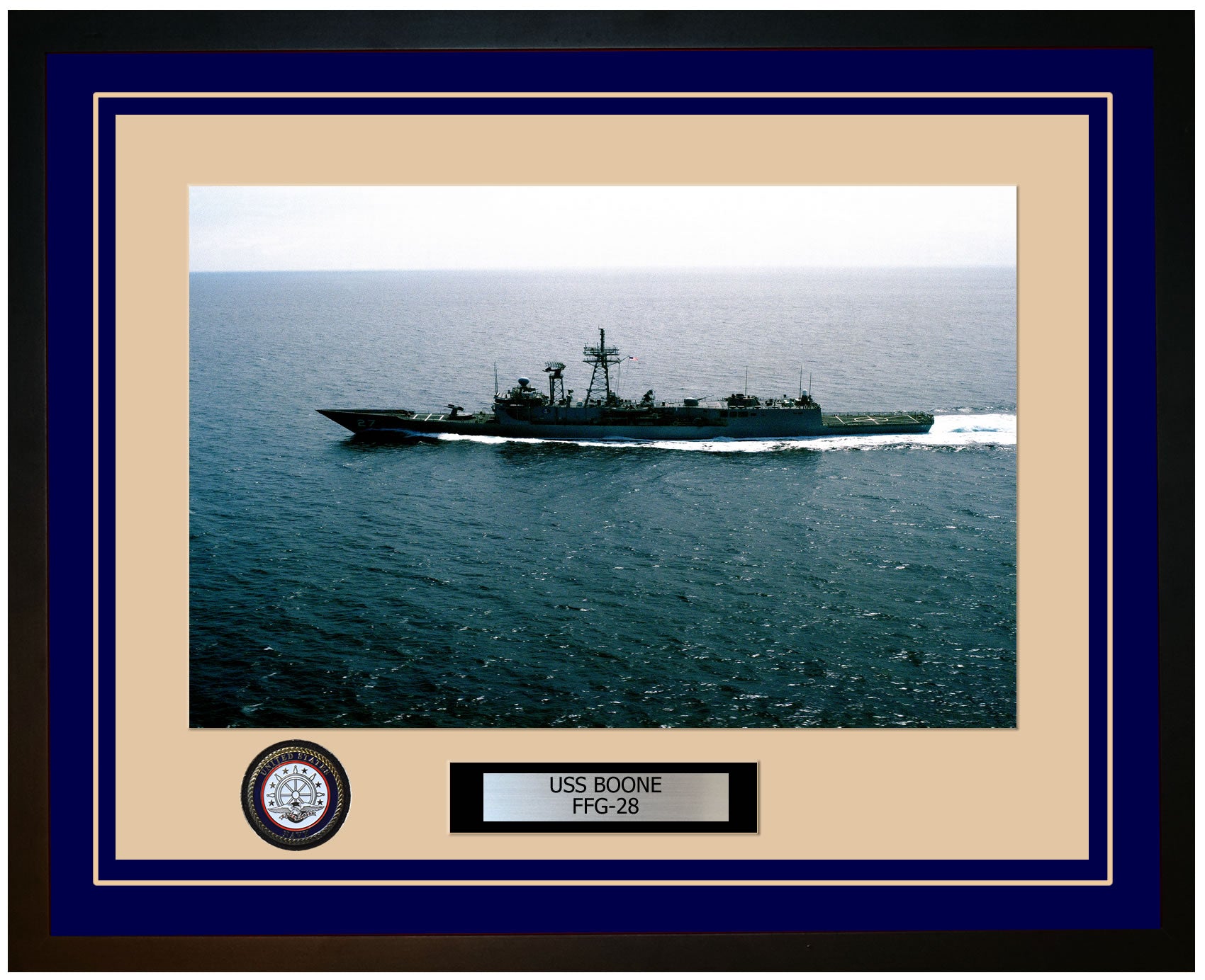 USS BOONE FFG-28 Framed Navy Ship Photo Blue