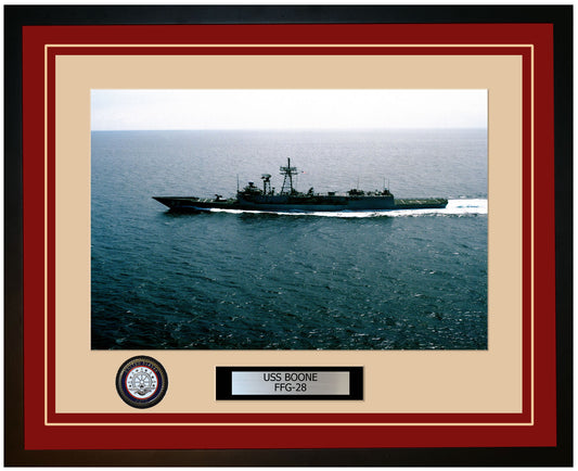 USS BOONE FFG-28 Framed Navy Ship Photo Burgundy