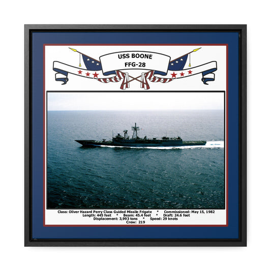 USS Boone FFG-28 Navy Floating Frame Photo Front View