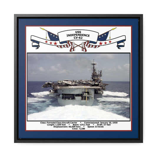 USS Independence CV-62 Navy Floating Frame Photo Front View