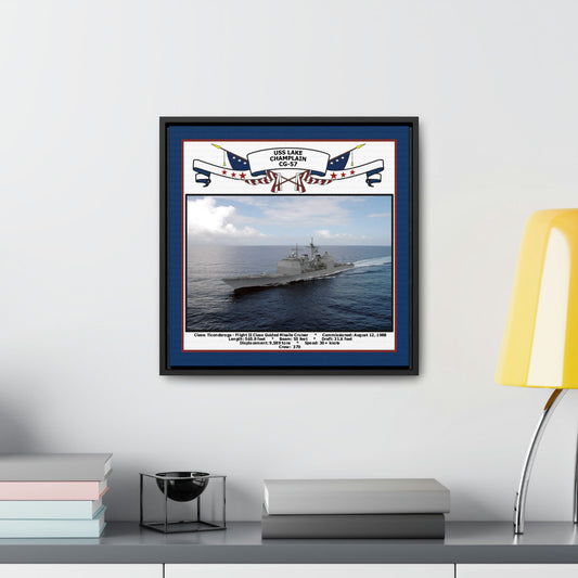 USS Lake Champlain CG-57 Navy Floating Frame Photo Desk View
