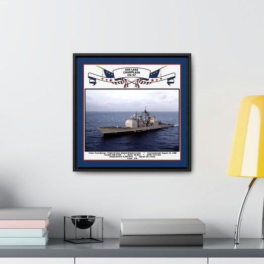 USS Lake Champlain CG-57 Navy Floating Frame Photo Desk View