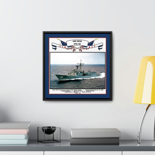 USS Reid FFG-30 Navy Floating Frame Photo Desk View