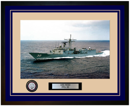 USS REID FFG-30 Framed Navy Ship Photo Blue