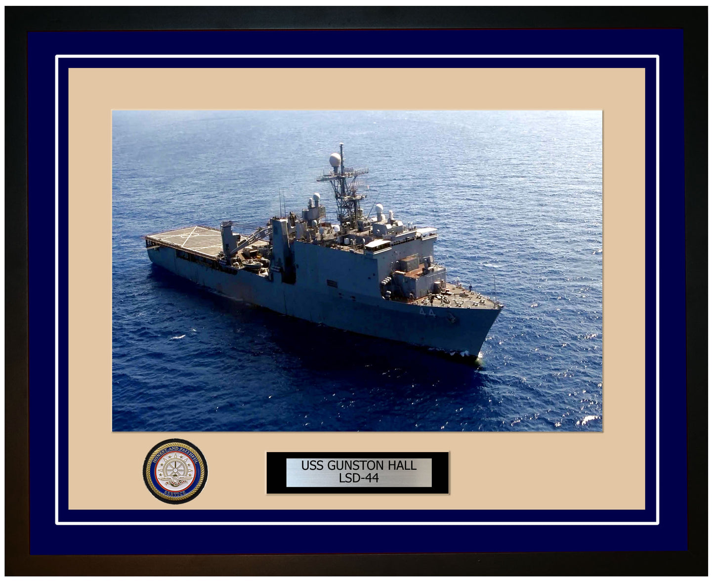 USS Gunston Hall LSD-44 Framed Navy Ship Photo Blue