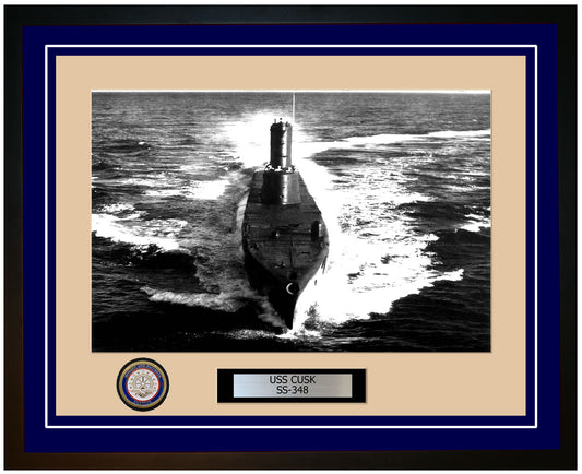 USS Cusk SS-348 Framed Navy Ship Photo Blue