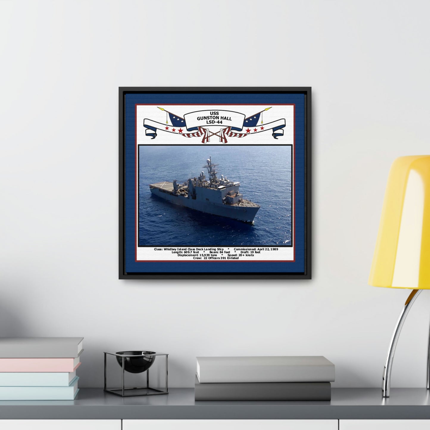 USS Gunston Hall LSD-44 Navy Floating Frame Photo Desk View