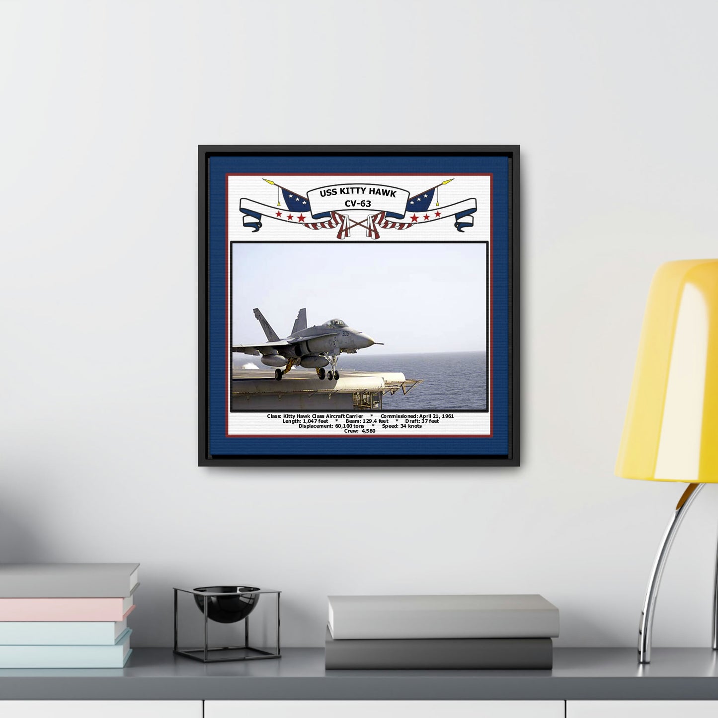 USS Kitty Hawk CV-63 Navy Floating Frame Photo Desk View