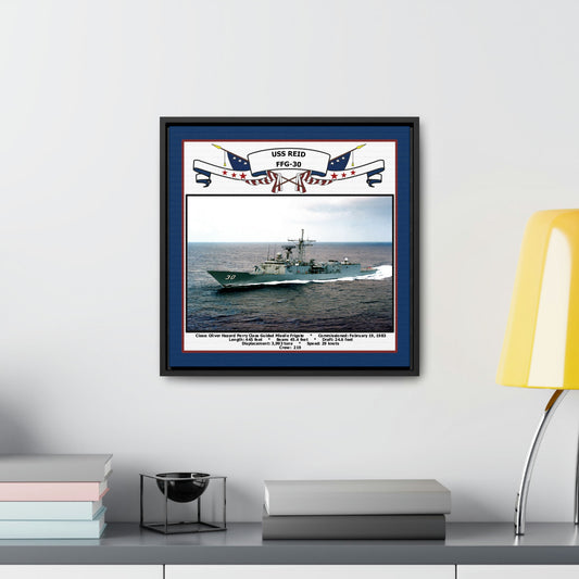 USS Reid FFG-30 Navy Floating Frame Photo Desk View
