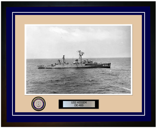 USS Hissem DE-400 Framed Navy Ship Photo Blue