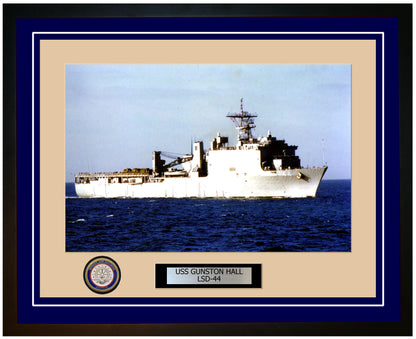 USS Gunston Hall LSD-44 Framed Navy Ship Photo Blue