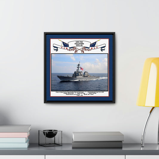 USS The Sullivans DDG-68 Navy Floating Frame Photo Desk View